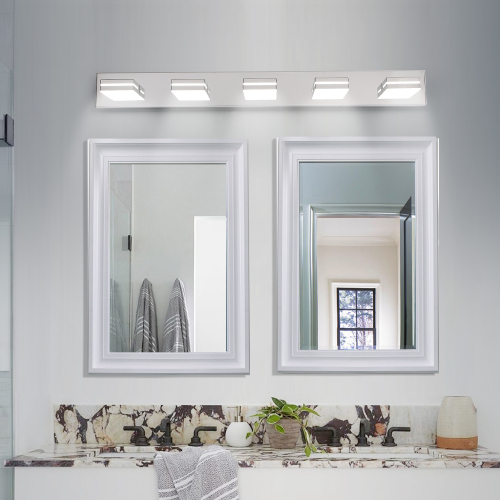 63-Inch Modern Chrome Iron 5-Light LED Bathroom Vanity Sconce