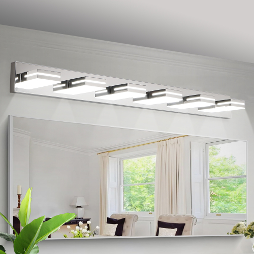 63-Inch Modern Chrome Iron 6-Light LED Vanity Wall Sconce Fixture