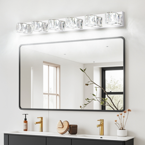 Modern Chrome Iron 6-Light LED Bathroom Vanity Wall Sconce