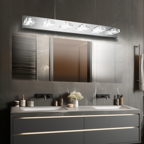 38-Inch Modern Chrome Iron 6-Light LED Vanity Wall Fixture