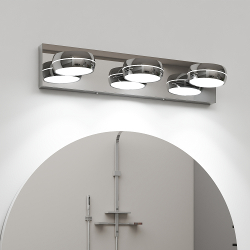 Modern 35.4-Inch 3-Light Chrome Iron LED Vanity Light Fixture