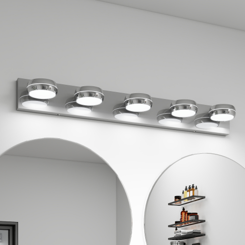 35-Inch 5-Light Chrome Iron LED Bathroom Vanity Light Bar