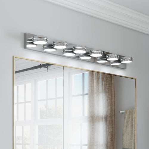 35.4-Inch Modern Chrome Iron 6-Light LED Bathroom Vanity Light