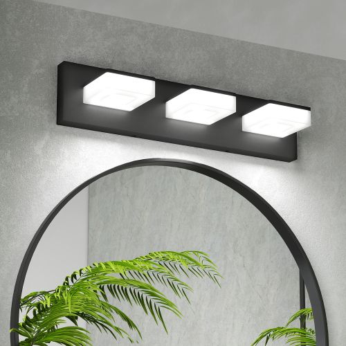 20-Inch 3-Light Matte Black Iron LED Vanity Wall Light Fixture