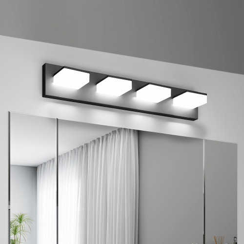 Modern 25-Inch 4-Light Matte Black Iron LED Vanity Wall Light