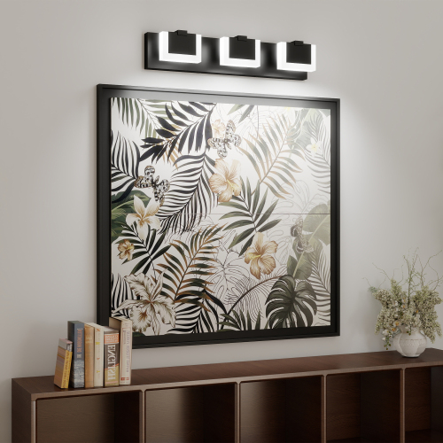45.7-Inch 3-Light Black Iron and Stainless Steel LED Vanity Light