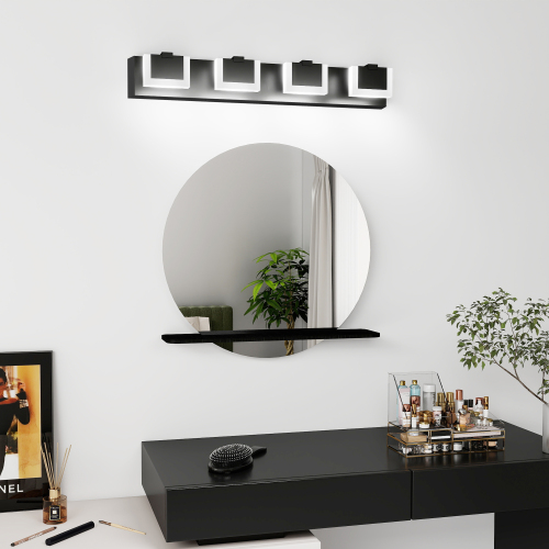 45.7-Inch 4-Light Modern Black Iron LED Vanity Wall Fixture