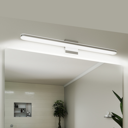 Modern 32-Inch Chrome Iron LED Vanity Light, Daylight White