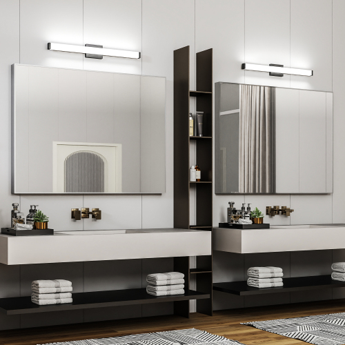 33-Inch Black Iron LED Bathroom Vanity Light, Cool White 6000K