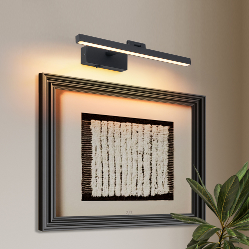 Modern 16-Inch Black Iron Dimmable LED Vanity Wall Light Fixture
