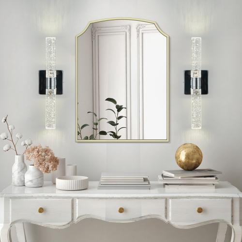17-Inch Contemporary 2-Light Chrome Iron Bubble Crystal Wall Sconce