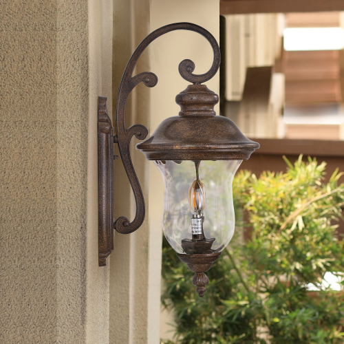 22-Inch Bronze Aluminium Outdoor Wall Lantern with Clear Glass