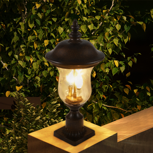 21-Inch Vintage Brown-Bronze Aluminum Outdoor Lamp Post Light