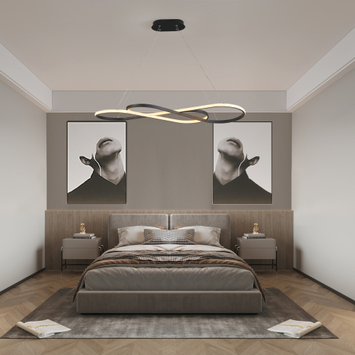 39-Inch Black Iron Infinity LED Pendant Light, Adjustable Height