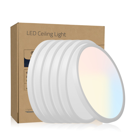 6-Pack 12-Inch White Iron Dimmable LED Flush Mount Ceiling Lights
