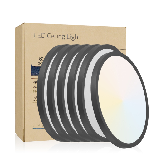 6-Pack 12-Inch Black Iron Dimmable LED Flush Mount Ceiling Lights