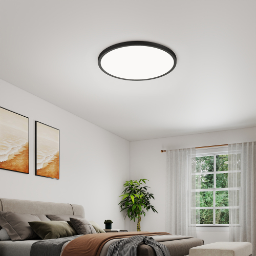 4-Pack 16-Inch Black Iron Dimmable LED Flush Mount Ceiling Lights