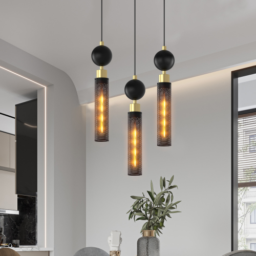 Modern Black Iron Pendant Light with Adjustable Cord, 68.5-Inch