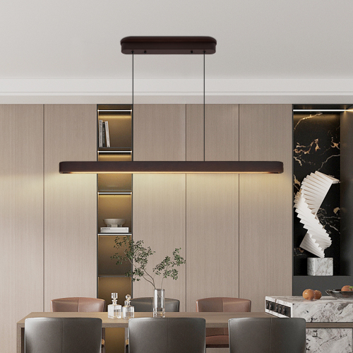 39-Inch Walnut Finish Iron Adjustable Modern LED Pendant Light