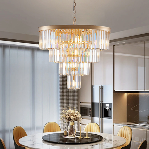 24-Inch Gold 4-Tier Contemporary Crystal Iron Chandelier Light