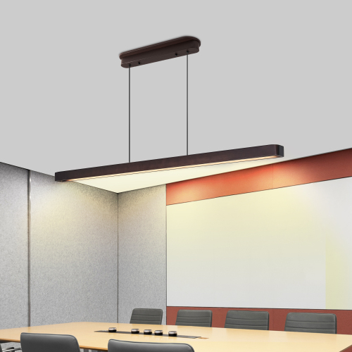 51-Inch Walnut-Finish Iron Adjustable Modern LED Pendant Light