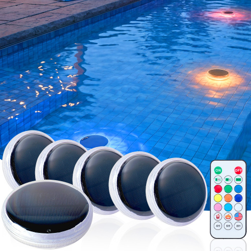 Solar Floating Pool Lights, 6-Pack, White ABS+PC, 4.3-Inch, Remote