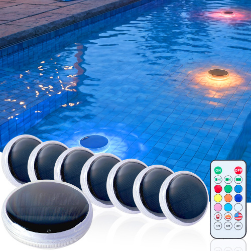 White Solar Floating Pool Lights, 8-Pack, ABS+PC, 4.3-Inch