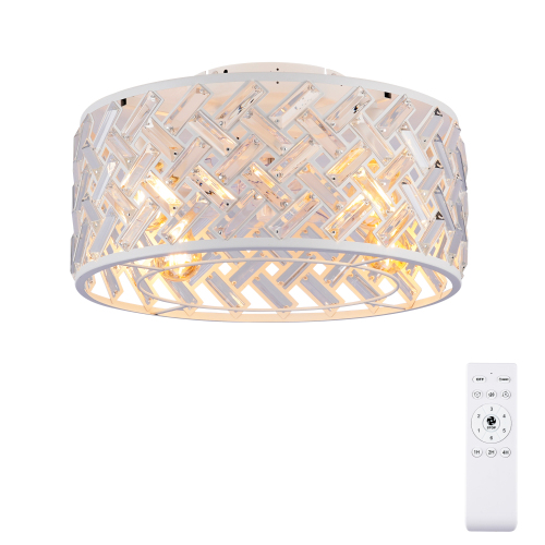 17.72-Inch Matte White Crystal 6-Speed Ceiling Fan with Remote