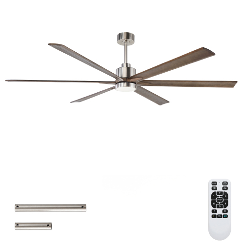 70" Ceiling Fan with Lights Quiet DC Motor  Ceiling Fans 6 Speed Levels,Reversible Ceiling Fan, for Patio Living Room, Bedroom - Nickel - Iron - Wood - American Design,Modern