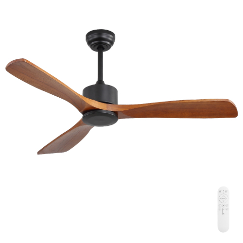 42-Inch Modern Black Metal and Wood DC Ceiling Fan with Remote