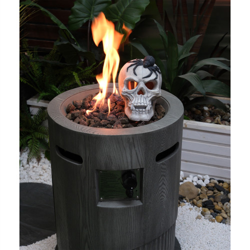 32000 BTU, CSA Certification Diameter 20 Inch Round Outdoor Gas Fire Pit,Contain 2.5kg Lava Stone And Rainproof Cover,Magnesium Oxide Cultured Stone Surface Finished,, More Suitable for Outdoor Garden - Antique Dark Grey - American Design,Art Deco - 20-Inch