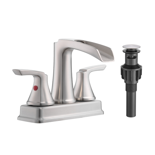 4-Inch Brushed Nickel Brass Centerset Bathroom Faucet, 2-Handle