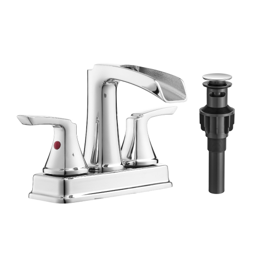 Chrome 4-Inch Brass Waterfall Bathroom Faucet with Two Handles