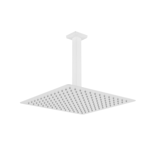 10-Inch High-Pressure Rainfall Shower Head in White Stainless Steel