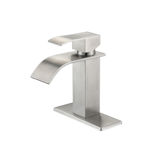 Brushed Nickel Stainless Steel Waterfall Single-Handle Sink Faucet