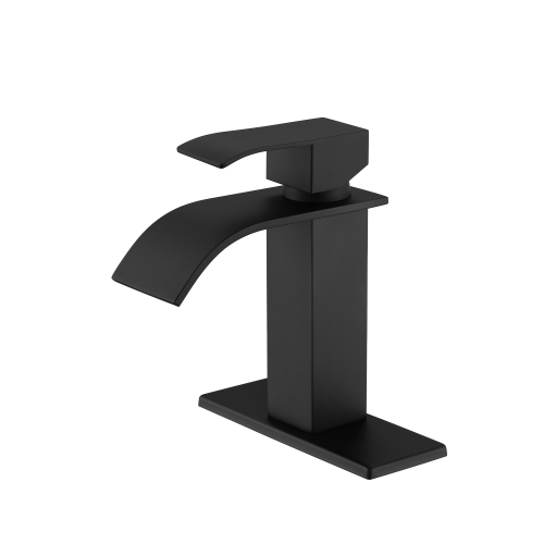 Matte Black Stainless Steel Waterfall Single-Handle Sink Faucet