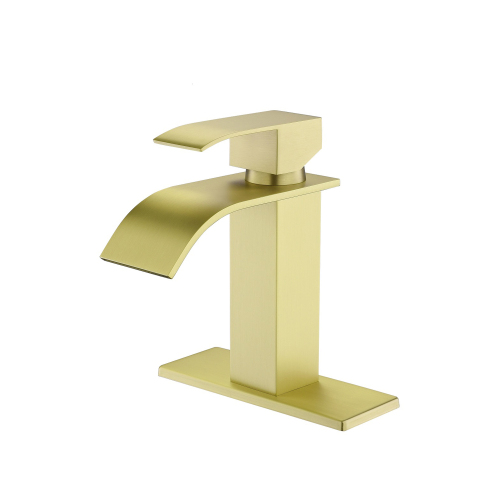 Brushed Gold Stainless Steel Waterfall Single-Handle Sink Faucet
