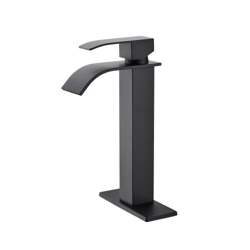Matte Black Stainless Steel Waterfall Single-Handle Sink Faucet - Matte Black - Stainless Steel - Matte Black - Stainless Steel - Not Specified - Not Specified - Not Specified
