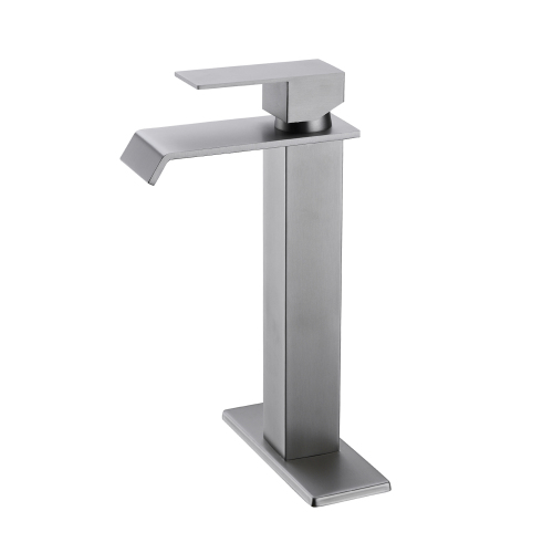 Brushed Nickel Stainless Steel Waterfall Spout Bathroom Sink Faucet