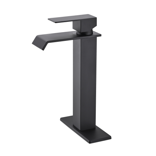 Modern Matte Black Stainless Steel Waterfall Bathroom Sink Faucet