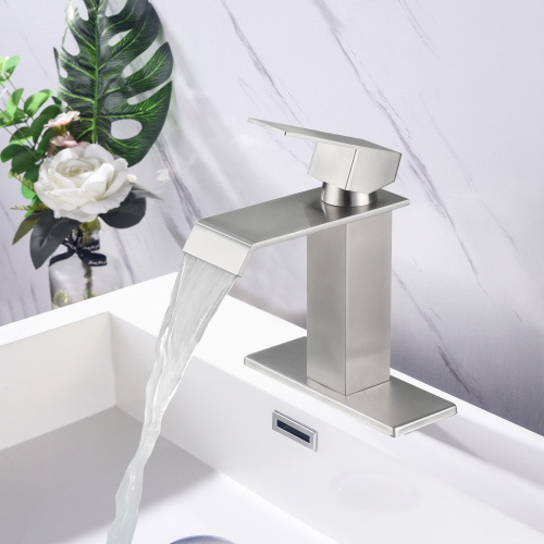 Brushed Nickel Stainless Steel Waterfall Single-Handle Sink Faucet - Brushed Nickel - Stainless Steel - Brushed Nickel - Stainless Steel - Not Specified - Not Specified - Not Specified