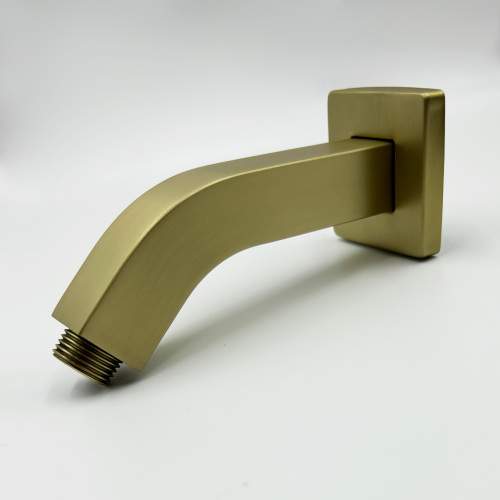 Brushed Gold Stainless Steel Square Shower Arm with 1/2 NPT Flange