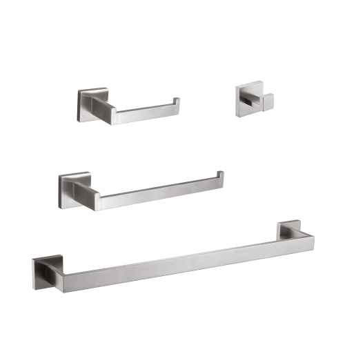 4-Piece Brushed Nickel Stainless Steel Bathroom Hardware Set
