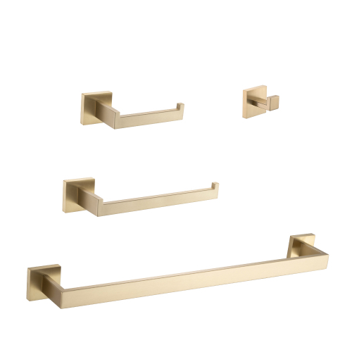 4-Piece Brushed Gold Stainless Steel Bathroom Hardware Set
