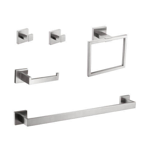 5-Piece Brushed Nickel Stainless Steel Bathroom Hardware Set