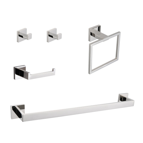 5-Piece Chrome Bathroom Hardware Accessories Set in Stainless Steel