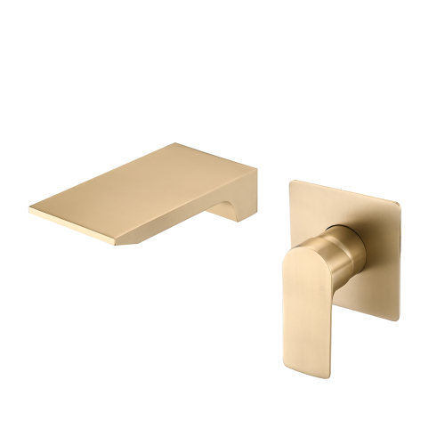 Wall Mount Waterfall Bathtub Faucet with Easy Single Handle Control, Durable Brushed Gold Finish, Modern Design - Stainless Steel - Stainless Steel