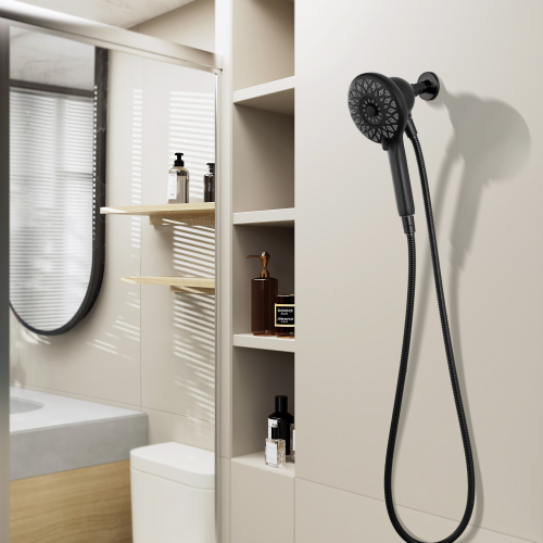 High Pressure Shower Heads 6 Spray Mode, Magnetic Shower Head for Bathroom, Matte Black Handheld Shower with 60 inch Stainless Steel Hose - ABS - 60-Inch