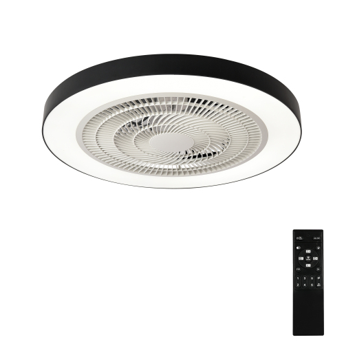 19.7-Inch Matte Black Acrylic & PC LED Flush Mount Ceiling Fan