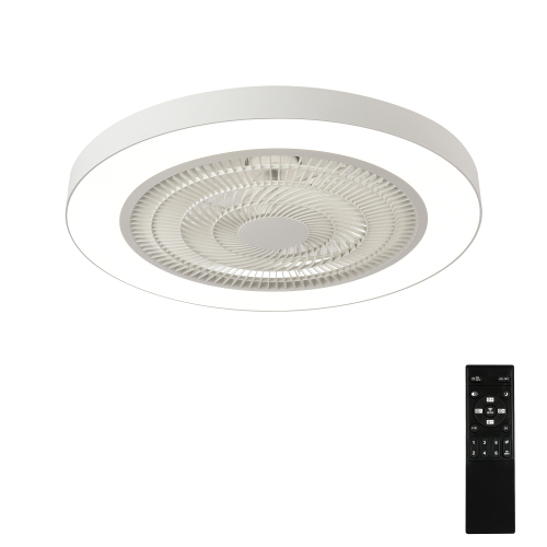 19.7-Inch Matte White Acrylic and Iron Flush Mount LED Ceiling Fan